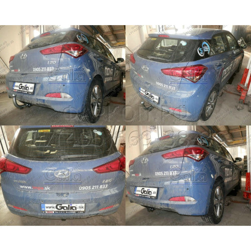 H093C GALIA Полностью оцинкованный фаркоп на Hyundai i20 2014-2020. Тип шара: C (горизонтальный съемный). Невидимый вырез бампера. Нагрузки: 1200/75 кг, масса фаркопа 16,37 кг