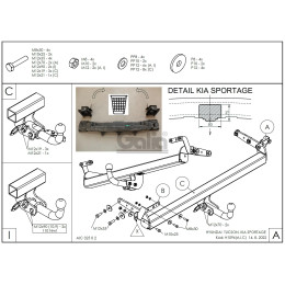 H109A GALIA Полностью оцинкованный фаркоп на Kia Sportage V 2022-, Hyundai Tucson (Европейская сборка) 2021-2024. Тип шара: A. Без подрезки бампера. Нагрузки: 2000/100 кг, м
