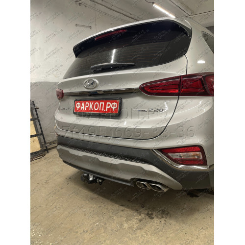H230-A Лидер-плюс ТСУ для Hyundai Santa Fe TM дизель 2018-2021. Требуется подрезка бампера. Нагрузки: 1300/75 кг, масса фаркопа 17,4 кг (без электрики в комплекте)