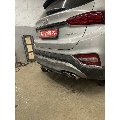 H230-A Лидер-плюс ТСУ для Hyundai Santa Fe TM дизель 2018-2021. Требуется подрезка бампера. Нагрузки: 1300/75 кг, масса фаркопа 17,4 кг (без электрики в комплекте)