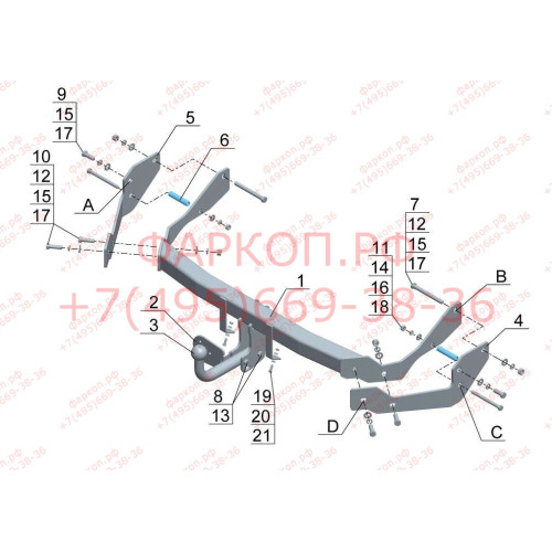 HY 18 AVTOS Фаркоп на Hyundai Santa Fe Classic 2007-2013, Hyundai Santa Fe 2001-2006. Необходима подрезка бампера. Тип шара: A. Нагрузки: 2000/100 кг, масса фаркопа 22 кг (без электрики в комплекте)