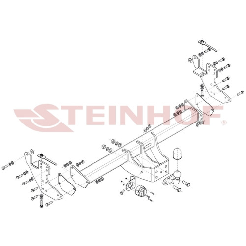 I-034 STEINHOF Фаркоп на Isuzu D-MAX бампер со ступенькой 2021- без подрезки бампера. Тип шара: F. Нагрузки: 3500/245 кг, масса фаркопа 31,8 кг (без электрики в комплекте)