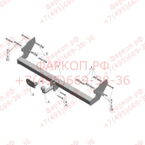 JW 01 AVTOS Фаркоп на Jeep Wrangler TJ 1996-2007 без подрезки бампера. Тип шара: A. Нагрузки: 1500/75 кг, масса фаркопа 16 кг (без электрики в комплекте)