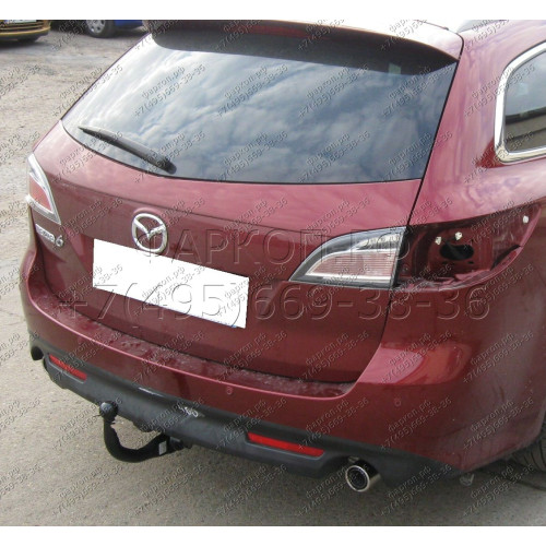 M-027 STEINHOF Фаркоп на Mazda 6 универсал GH 2008-2013. Требуется подрезка бампера. Тип шара: AV (вертикальное быстросъемное крепление шара на ключе). Нагрузки: 1800/75 кг, масса фаркопа 20,7 кг (без электрики в комплекте)