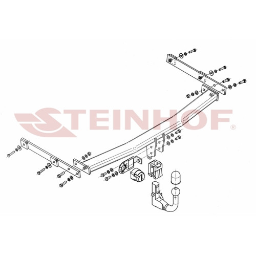M-027 STEINHOF Фаркоп на Mazda 6 универсал GH 2008-2013. Требуется подрезка бампера. Тип шара: AV (вертикальное быстросъемное крепление шара на ключе). Нагрузки: 1800/75 кг, масса фаркопа 20,7 кг (без электрики в комплекте)