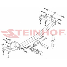 M-048 STEINHOF Фаркоп на Mazda Premacy 1999-2005. Требуется подрезка бампера. Тип шара: A. Нагрузки: 1600/75 кг, масса фаркопа 16,6 кг (без электрики в комплекте)