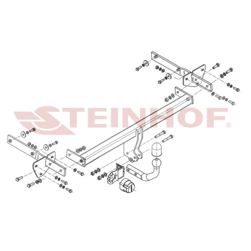 M-098 STEINHOF Фаркоп на Mercedes A-Class w169 2004-2012, Mercedes B-Class w245, кроме AMG 2005-2011. Требуется подрезка бампера. Тип шара: A. Нагрузки: 1500/70 кг, масса фаркопа 16,7 кг (без электрики в комплекте)