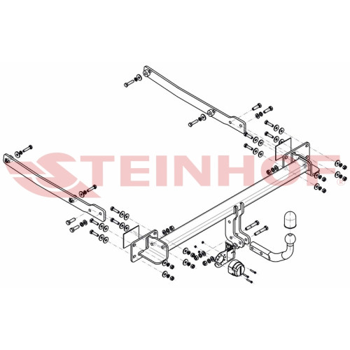 M-150 STEINHOF Фаркоп на Mercedes E-Class купе c207 2009-2016, Mercedes E-Class кабриолет a207 2009-2016. Требуется подрезка бампера. Тип шара: A. Нагрузки: 1900/100 кг, масса фаркопа 23,8 кг (без электрики в комплекте)