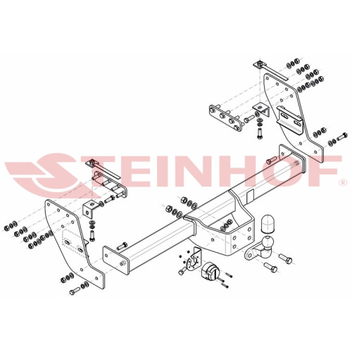 M-334 STEINHOF Фаркоп на Mitsubishi L200 2015-2019, FIAT Fullback 2016-2019 без подрезки бампера. Тип шара: F. Нагрузки: 3100/125 кг, масса фаркопа 30,23 кг (без электрики в комплекте)