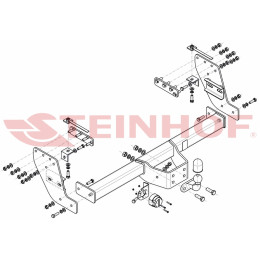 M-334 STEINHOF Фаркоп на Mitsubishi L200 2015-2019, FIAT Fullback 2016-2019 без подрезки бампера. Тип шара: F. Нагрузки: 3100/125 кг, масса фаркопа 30,23 кг (без электрики в компл