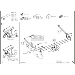 M138A GALIA Полностью оцинкованный фаркоп на Mercedes E-Class w212 седан, кроме AMG 2009-2016. Подрозетник убирается за бампер. Тип шара: A. Без выреза бампера. На
