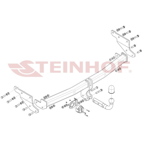 N-113 STEINHOF Фаркоп на Nissan Qashqai III 04/2021- без подрезки бампера. Тип шара: A. Нагрузки: 2100/120 кг, масса фаркопа 21,36 кг (без электрики в комплекте)