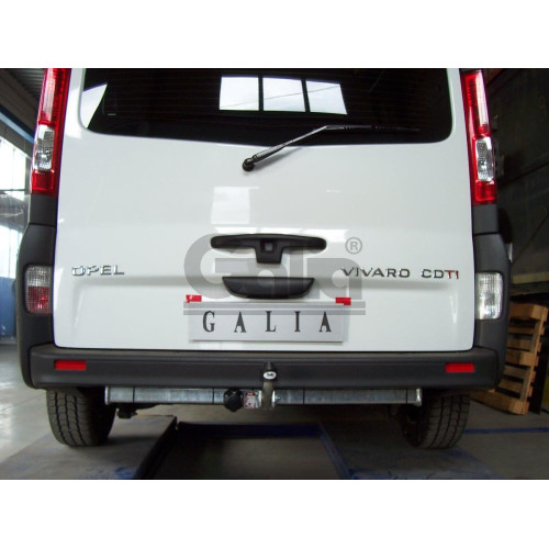 N048A GALIA Полностью оцинкованный фаркоп на Nissan Primastar 2002-2014, Opel Vivaro 2002-2014, Renault Trafic 2002-2014. Тип шара: A. Установка без снятия и выреза бампера. Нагрузки: 2100/85 кг, масса фаркопа 18,42 кг