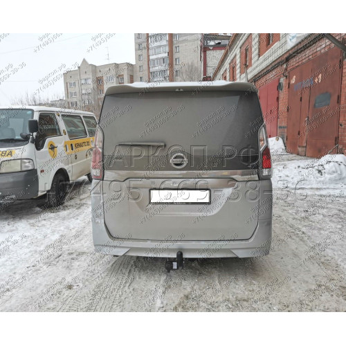 H.N32.A HALTY Фаркоп на Nissan Serena C27, в т.ч. Hybrid, Highway Star, в т.ч. с парктрониками 2017-2022. Требуется подрезка бампера. Тип шара: A. Нагрузки: 750/75 кг, масса фаркопа 14,3 кг