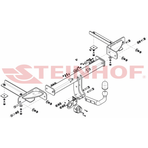 O-103 STEINHOF Фаркоп на Opel Astra IV J GTC 10/2011-2018. Требуется подрезка бампера. Тип шара: A. Нагрузки: 1800/75 кг, масса фаркопа 20,5 кг (без электрики в комплекте)