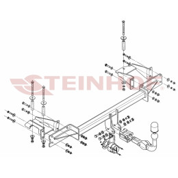 O-175 STEINHOF Фаркоп на Opel Meriva, кроме OPC 2003-2010. Требуется подрезка бампера. Тип шара: AH (горизонтальное быстросъемное крепление шара на ключе). Нагр