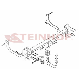 P-043 STEINHOF Фаркоп на Peugeot 407 универсал 2004-2011. Требуется подрезка бампера. Тип шара: AV (вертикальное быстросъемное крепление шара на ключе). Нагр