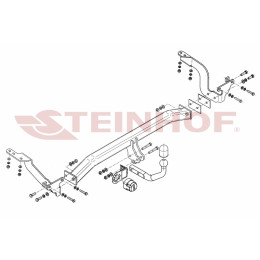 P-044 STEINHOF Фаркоп на Peugeot 5008 2009-2017 без снятия и подрезки бампера. Тип шара: A. Нагрузки: 1800/100 кг, масса фаркопа 21 кг (без электрики в комплекте)