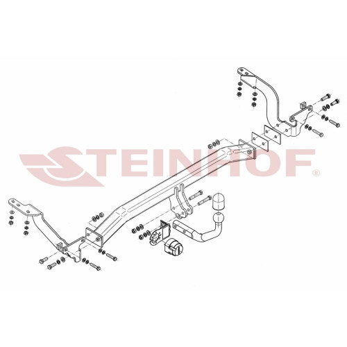 P-044 STEINHOF Фаркоп на Peugeot 5008 2009-2017 без снятия и подрезки бампера. Тип шара: A. Нагрузки: 1800/100 кг, масса фаркопа 21 кг (без электрики в комплекте)