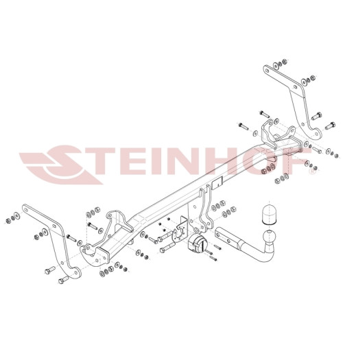 P-062 STEINHOF Фаркоп на Peugeot 3008 2017-2024. Требуется подрезка бампера. Тип шара: A. Нагрузки: 2000/90 кг, масса фаркопа 19,27 кг (без электрики в комплекте)