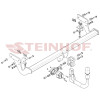 P-073 STEINHOF Фаркоп на Peugeot 2008 2019-. Требуется подрезка бампера. Тип шара: AV (вертикальное быстросъемное крепление шара на ключе). Нагрузки: 1300/80 кг, масса фаркопа 14,05 кг (без электрики в комплекте)