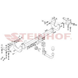 R-048 STEINHOF Фаркоп на Nissan X-Trail T32 2014-2022, Renault Koleos II 2016-2020. Требуется подрезка бампера. Тип шара: AV (вертикальное быстросъемное крепление шара на кл