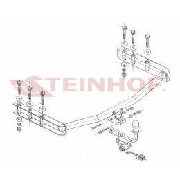 S-345 STEINHOF Фаркоп на Skoda Superb седан 2001-2008 без подрезки бампера. Тип шара: A. Нагрузки: 1600/75 кг, масса фаркопа 17,2 кг (без электрики в комплекте)
