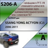 S206-A Лидер-плюс ТСУ для SsangYong Actyon 2007-2011 без снятия и выреза бампера. Нагрузки: 1200/75 кг, масса фаркопа 14,88 кг (без электрики в комплекте)