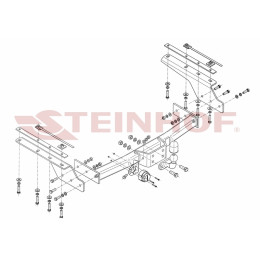 T-160 STEINHOF Фаркоп на Toyota Land Cruiser Prado J90 04/1996-12/2002 без снятия и подрезки бампера. Тип шара: F. Нагрузки: 3500/140 кг, масса фаркопа 26,4 кг (без электрики в 