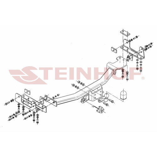 T-161 STEINHOF Фаркоп на Toyota Land Cruiser J100 1998-2007, Lexus LX470 1998-2007 без снятия и подрезки бампера. Тип шара: F. Нагрузки: 3500/140 кг, масса фаркопа 29,9 кг (без электрики в комплекте)