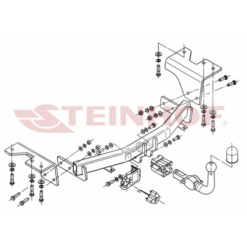 T-211 STEINHOF Фаркоп на Toyota Verso 2009-2013, 2013-2018 без подрезки бампера. Тип шара: AH (горизонтальное быстросъемное крепление шара на ключе). Нагрузки: 1500/60 кг, масса фаркопа 22,6 кг (без электрики в комплекте)