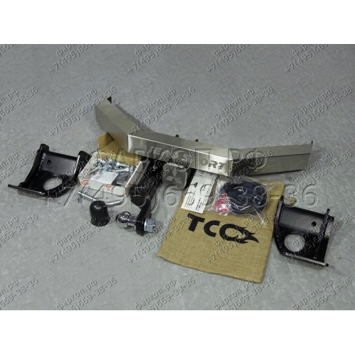 TCU00013N ТСС Фаркоп на Mitsubishi Pajero Sport 2016-2021 с накладкой с надписью Pajero Sport без подрезки бампера. Тип шара: E (шаровый узел под американский квадрат с нержавеющим шаром). Нагрузки: 1600/75 кг