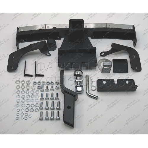 TLT-21-991124.00 PT GROUP Фаркоп с нержавеющей накладкой на Toyota Land Cruiser 300 2021-, Lexus LX600 2022- без подрезки бампера. Тип шара: E (легкосъемный шар под квадрат). Нагрузки: 3500/140 кг, масса фаркопа 14,2 кг (без электрики в комплекте)