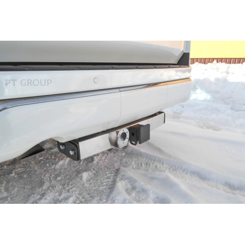 TLT-21-991124.00 PT GROUP Фаркоп с нержавеющей накладкой на Toyota Land Cruiser 300 2021-, Lexus LX600 2022- без подрезки бампера. Тип шара: E (легкосъемный шар под квадрат). Нагрузки: 3500/140 кг, масса фаркопа 14,2 кг (без электрики в комплекте)