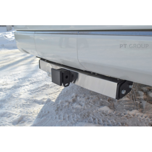 TLT-21-991124.00 PT GROUP Фаркоп с нержавеющей накладкой на Toyota Land Cruiser 300 2021-, Lexus LX600 2022- без подрезки бампера. Тип шара: E (легкосъемный шар под квадрат). Нагрузки: 3500/140 кг, масса фаркопа 14,2 кг (без электрики в комплекте)