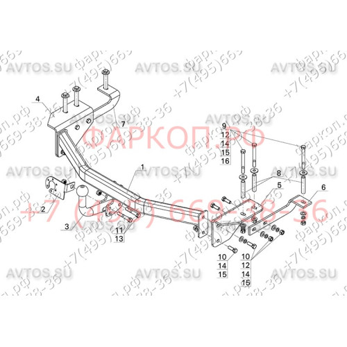 TY 39 AVTOS Фаркоп на Toyota Alphard 2008-2015. Невидимая подрезка бампера. Тип шара: A. Нагрузки: 2000/75 кг, масса фаркопа 18,5 кг (без электрики в комплекте)