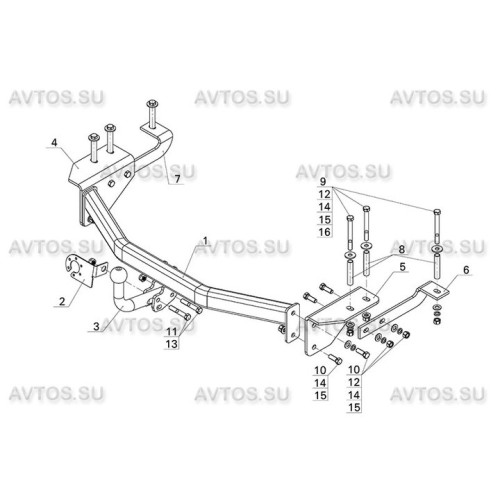 TY 39 AVTOS Фаркоп на Toyota Alphard 2008-2015. Невидимая подрезка бампера. Тип шара: A. Нагрузки: 2000/75 кг, масса фаркопа 18,5 кг (без электрики в комплекте)