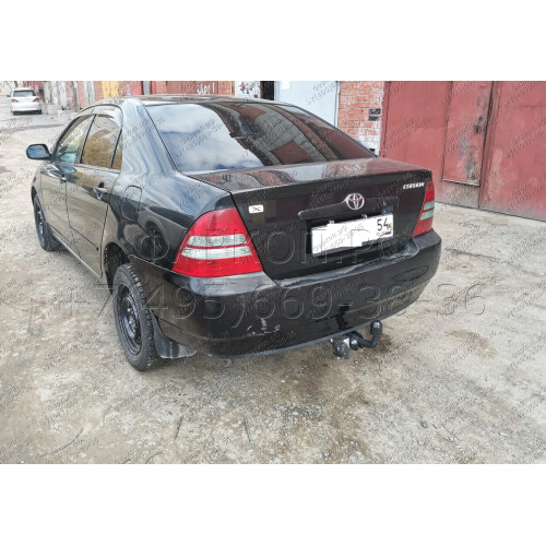 H.T44.A HALTY Фаркоп на Toyota Corolla E120 седан 2000-2006. Требуется подрезка бампера. Тип шара: A. Нагрузки: 1000/60 кг, масса фаркопа 14,7 кг