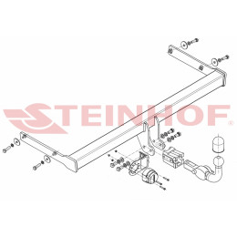 V-049 STEINHOF Фаркоп на Volkswagen Golf V хетчбек 3/5 дверей 11/2003-2008, Golf VI хетчбек 3/5 дверей 10/2008-2012. Требуется подрезка бампера. Тип шара: AH (горизонтальное б