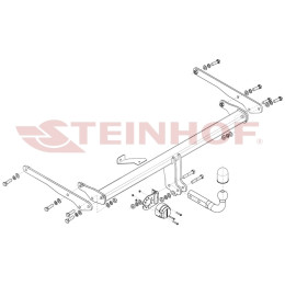 V-081 STEINHOF Фаркоп на Volkswagen Taigo CS1, кроме R-Line 09/2021- без подрезки бампера. Тип шара: A. Нагрузки: 1400/90 кг (без электрики в комплекте)