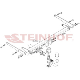 V-082 STEINHOF Фаркоп на Volkswagen Taigo CS1, кроме R-Line 09/2021- без подрезки бампера. Тип шара: AV (вертикальное быстросъемное крепление шара на ключе). Нагрузк