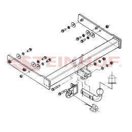 V-125 STEINHOF Фаркоп на Volkswagen Transporter, Caravelle, Multivan T5 2WD/4WD 2003-2015, T6 2WD/4WD 2015-2024 (кроме версии с парктрониками) без подрезки бампера. Тип шара: A. Нагрузки: 2