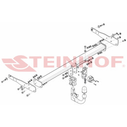 V-157 STEINHOF Фаркоп на Seat Alhambra 2012-2020, Volkswagen Sharan 2012-2020 без подрезки бампера. Тип шара: AV (вертикальное быстросъемное крепление шара на ключе). Нагру
