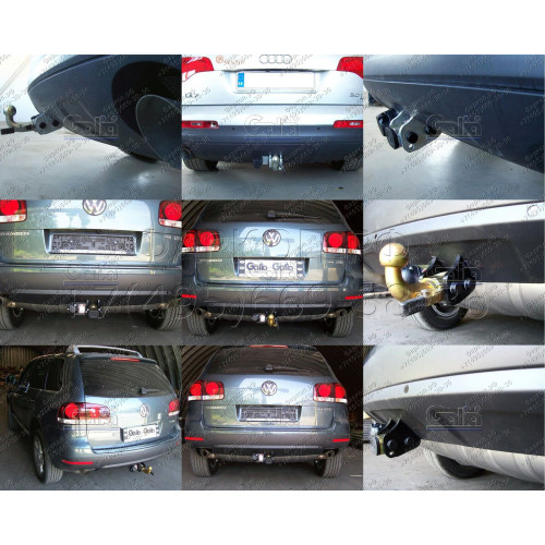 V052C GALIA Полностью оцинкованный фаркоп на Audi Q7 2006-2015, Porsche Cayenne 2002-2010, 2010-2018, Volkswagen Touareg 2002-2010, 2010-2018. Тип шара: C (горизонтальный съемный). Минимальная подрезка бампера. Нагрузки: 3500/140 кг, масса фаркопа 17,97 к