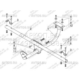 VAZ-21 AVTOS Фаркоп на Lada 4x4, 2121, 21213, 21214, 2131, 2329 1977- без снятия и подрезки бампера. Тип шара: H (несъемный сварной). Нагрузки: 1200/80 кг, масса фаркопа 11,5 к