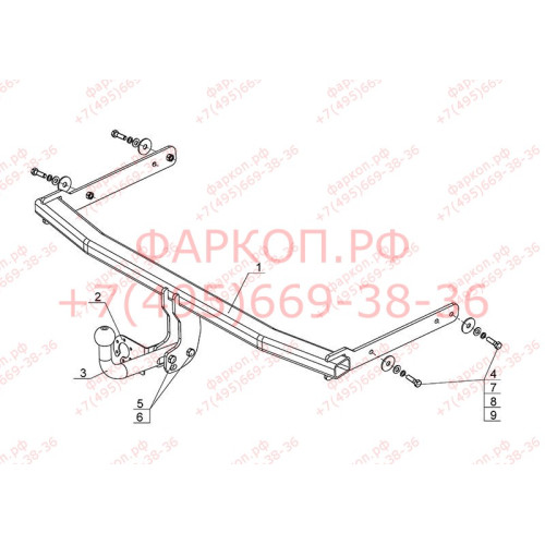 VW 32 AVTOS Фаркоп на Volkswagen Jetta VI 2011-2019. Необходима подрезка бампера. Тип шара: A. Нагрузки: 1500/75 кг, масса фаркопа 13,5 кг (без электрики в комплекте)