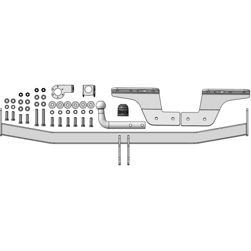 ZK102A ZINCAR Полностью оцинкованный фаркоп на Kia Carnival 2021- без выреза в бампере. Тип шара: A. Нагрузки 2000/100 кг, масса фаркопа 21 кг (без электрики в комплекте)