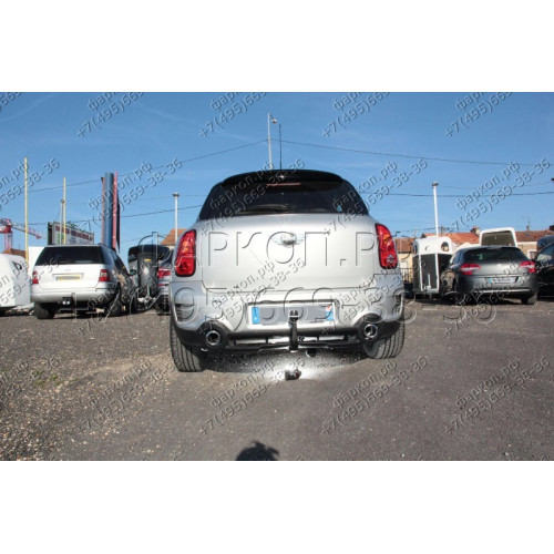 323097600001 WESTFALIA Фаркоп на MINI Countryman 4x4 2010-2017. Вертикальное быстросъемное крепление шара (снятие защищено ключом). Невидимый вырез в бампере. Нагрузки 1200/75 кг, масса фаркопа 21 кг