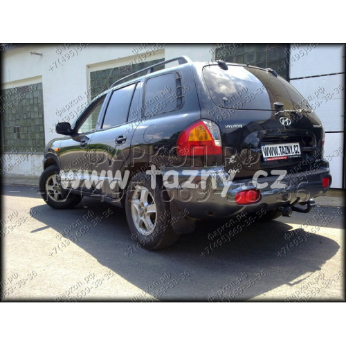 H-270 STEINHOF Фаркоп на Hyundai Santa Fe I, кроме версии 2.4 09/2000-2006. Требуется подрезка бампера. Тип шара: A. Нагрузки: 2300/92 кг, масса фаркопа 23,4 кг (без электрики в комплекте)