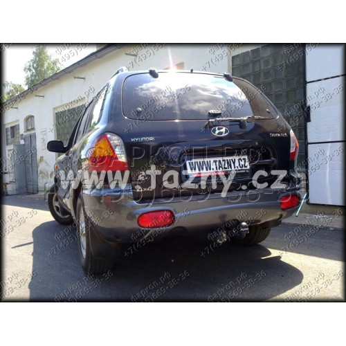H-270 STEINHOF Фаркоп на Hyundai Santa Fe I, кроме версии 2.4 09/2000-2006. Требуется подрезка бампера. Тип шара: A. Нагрузки: 2300/92 кг, масса фаркопа 23,4 кг (без электрики в комплекте)